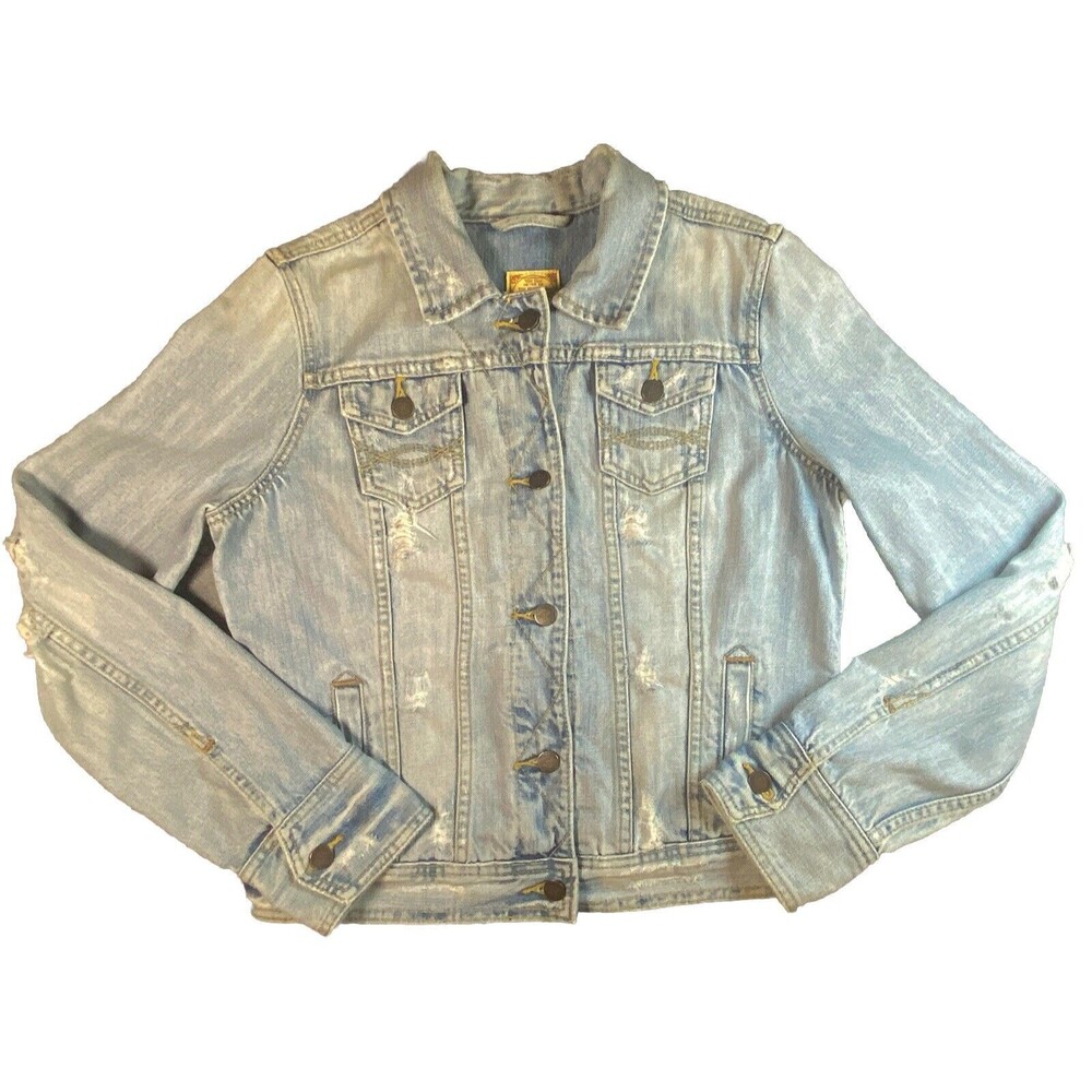Abercrombie and Fitch Vintage Distressed Jean Jacket Size Small Light Wash
